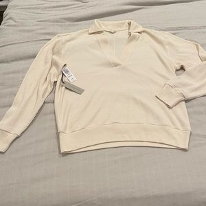 ARITZIA Group by Babaton Thermal Polo Longsleeve in whitecap grey size XS